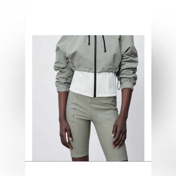 Zara Sage Green Biker Shorts - Picture 1 of 11